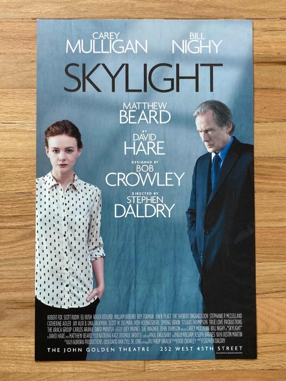 Skylight Broadway Window Card Poster 14”x 22" 2015 Carey Mulligan Bill Nighy